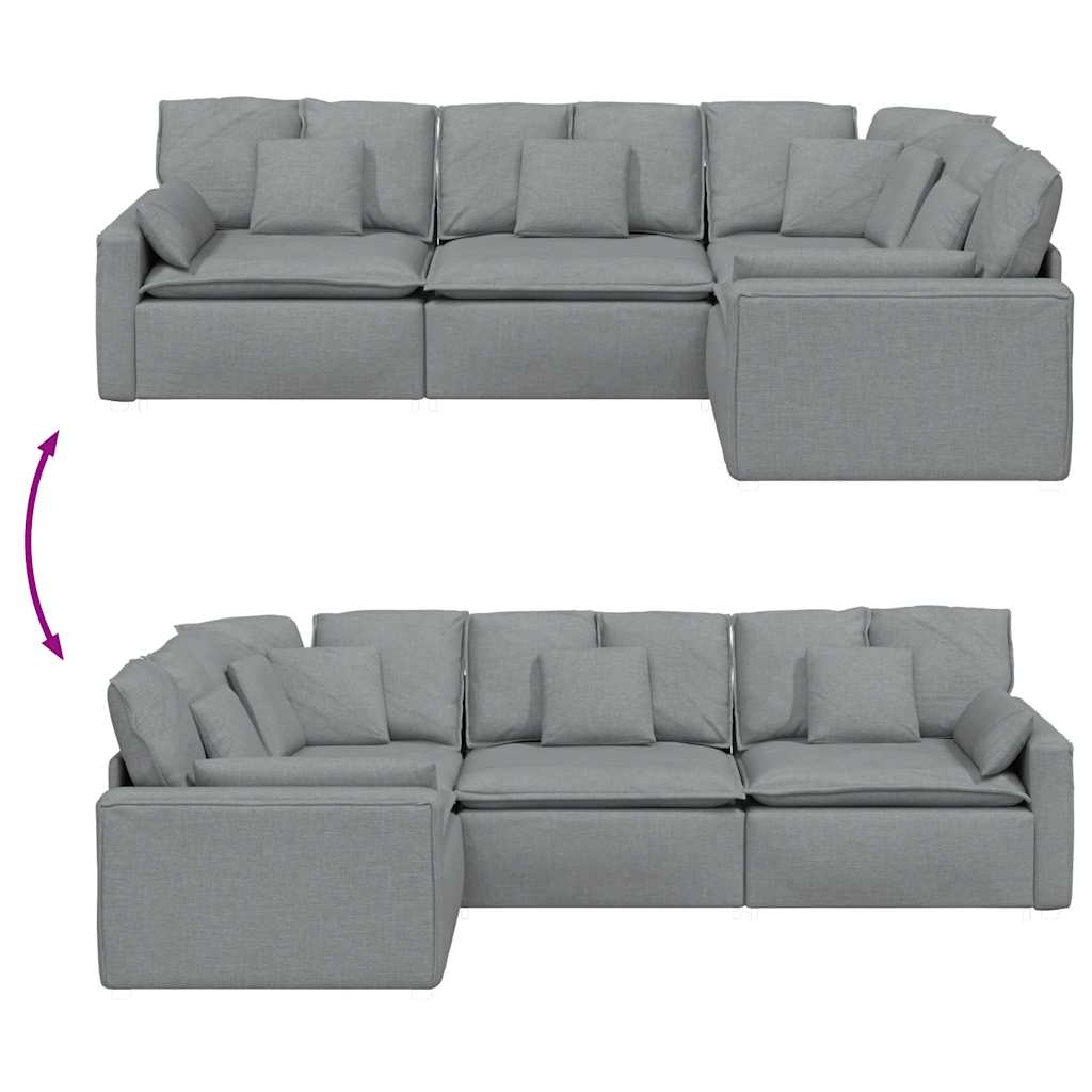 vidaXL Sofa modułowa z poduszkami Tkanina jasnoszara
