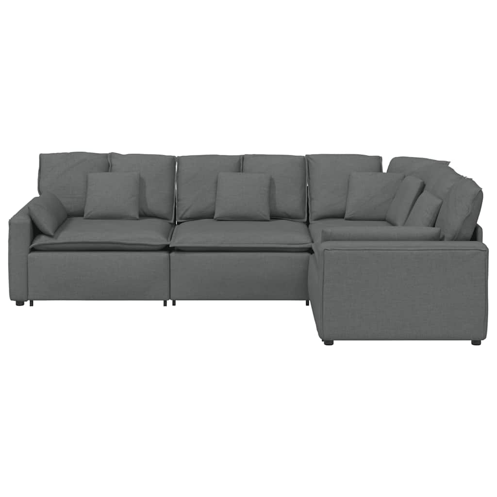 vidaXL Sofa modułowa z poduszkami Tkanina Ciemnoszara