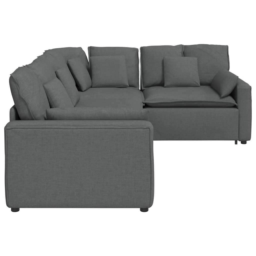 vidaXL Sofa modułowa z poduszkami Tkanina Ciemnoszara