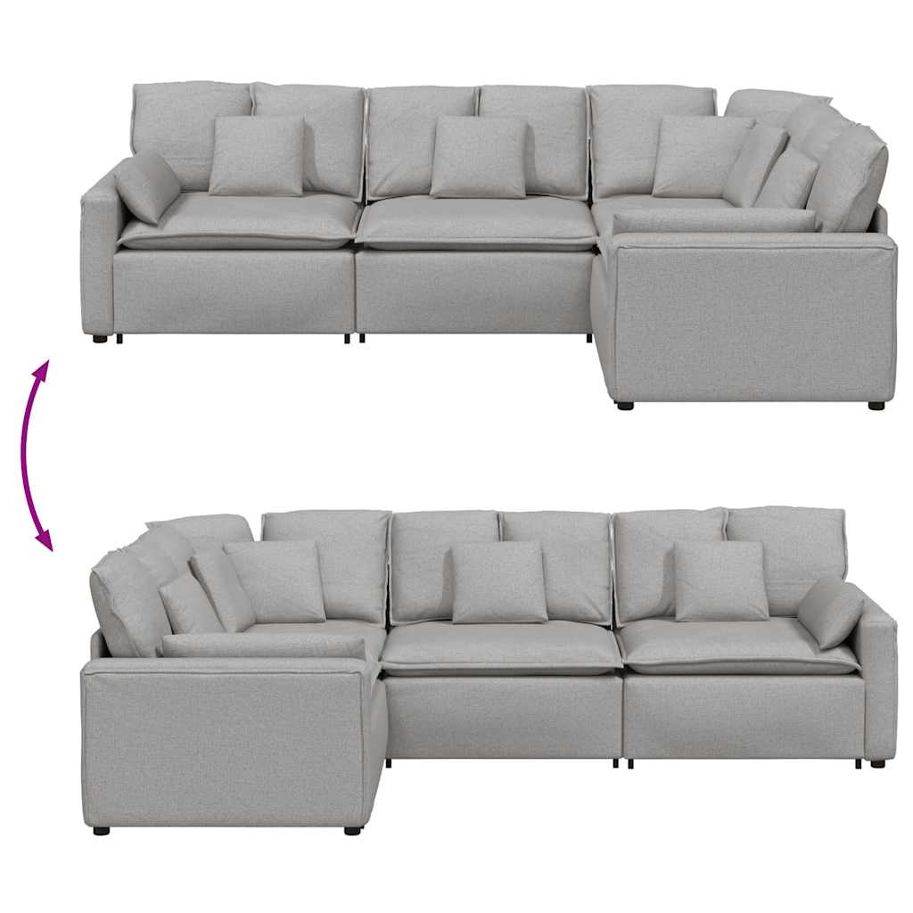 vidaXL Sofa modułowa z poduszkami Tkanina Cloud Grey
