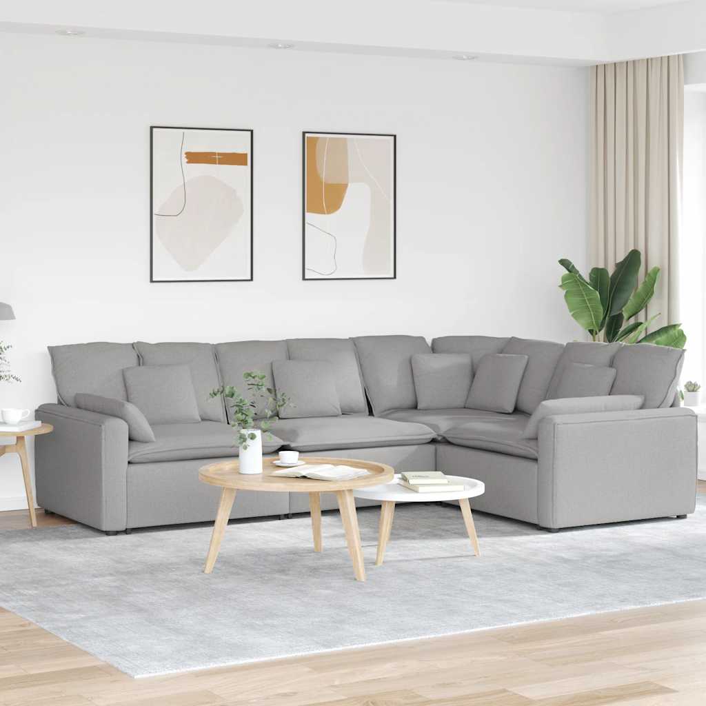 vidaXL Sofa modułowa z poduszkami Tkanina Cloud Grey