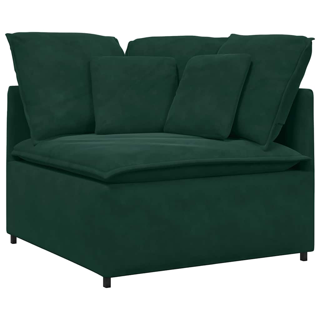 vidaXL Sofa modułowa z poduszkami aksamitna ciemnozielona