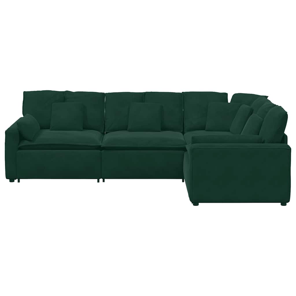vidaXL Sofa modułowa z poduszkami aksamitna ciemnozielona