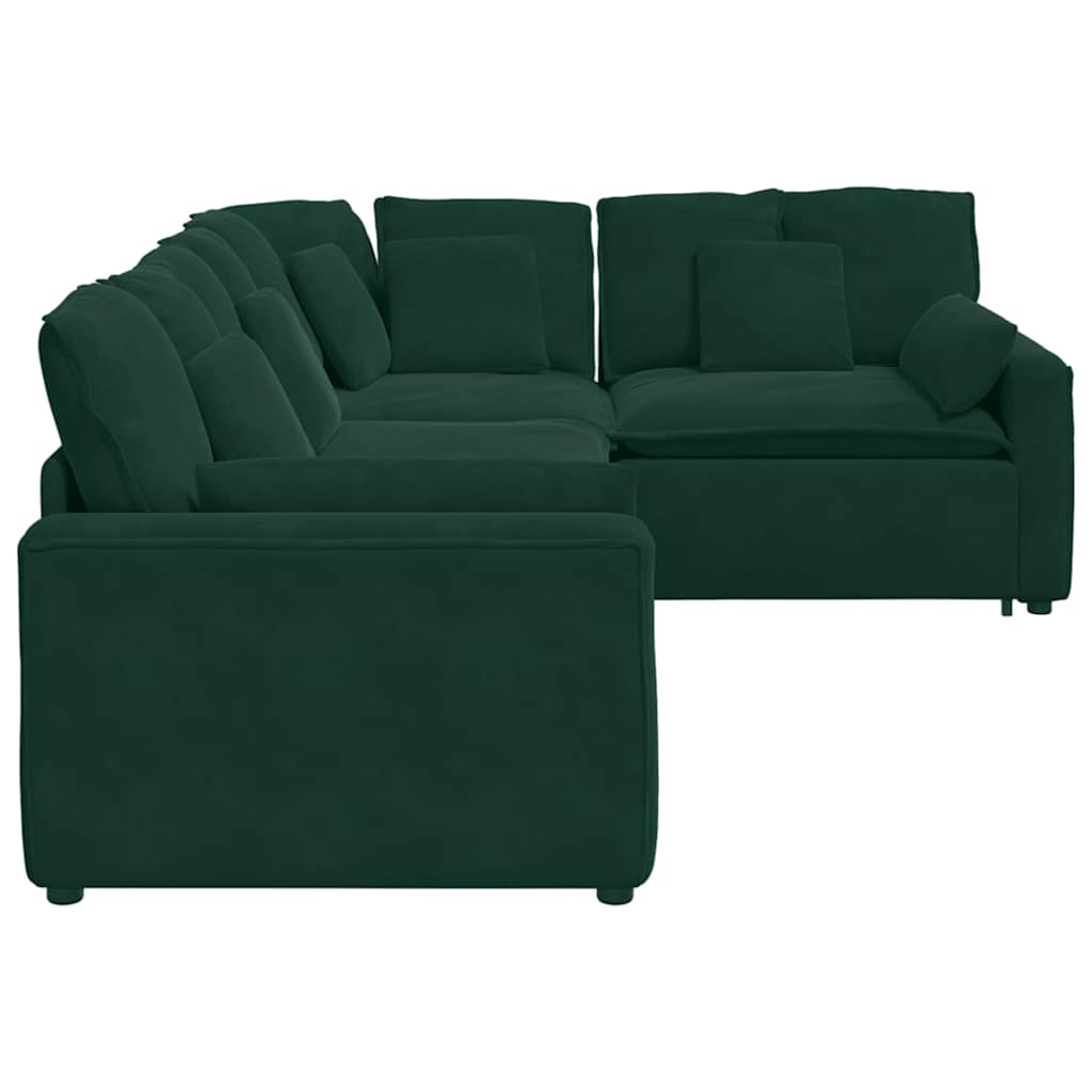 vidaXL Sofa modułowa z poduszkami aksamitna ciemnozielona