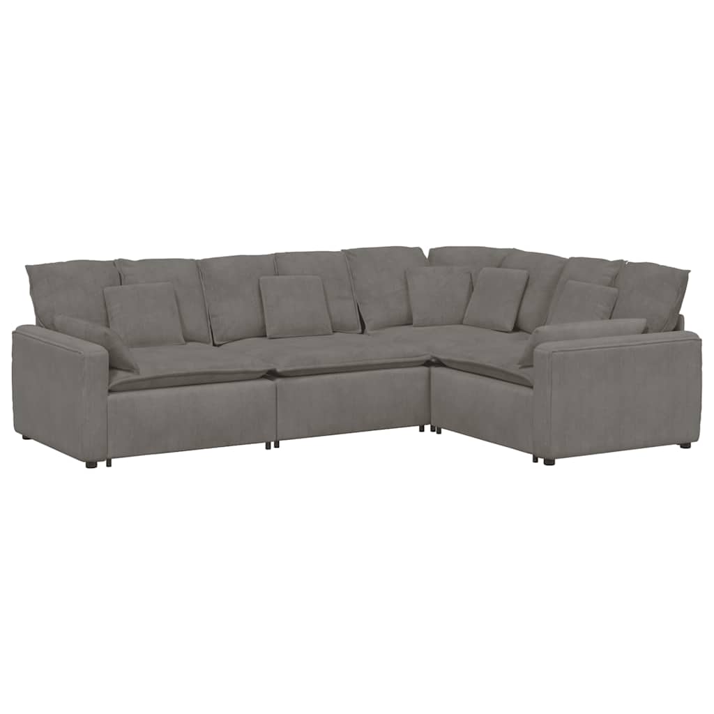 vidaXL Sofa modułowa z poduszkami Tkanina sztruksowa Jasnoszara
