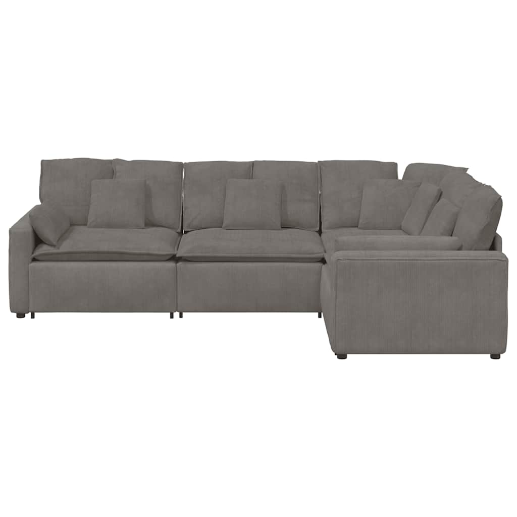 vidaXL Sofa modułowa z poduszkami Tkanina sztruksowa Jasnoszara