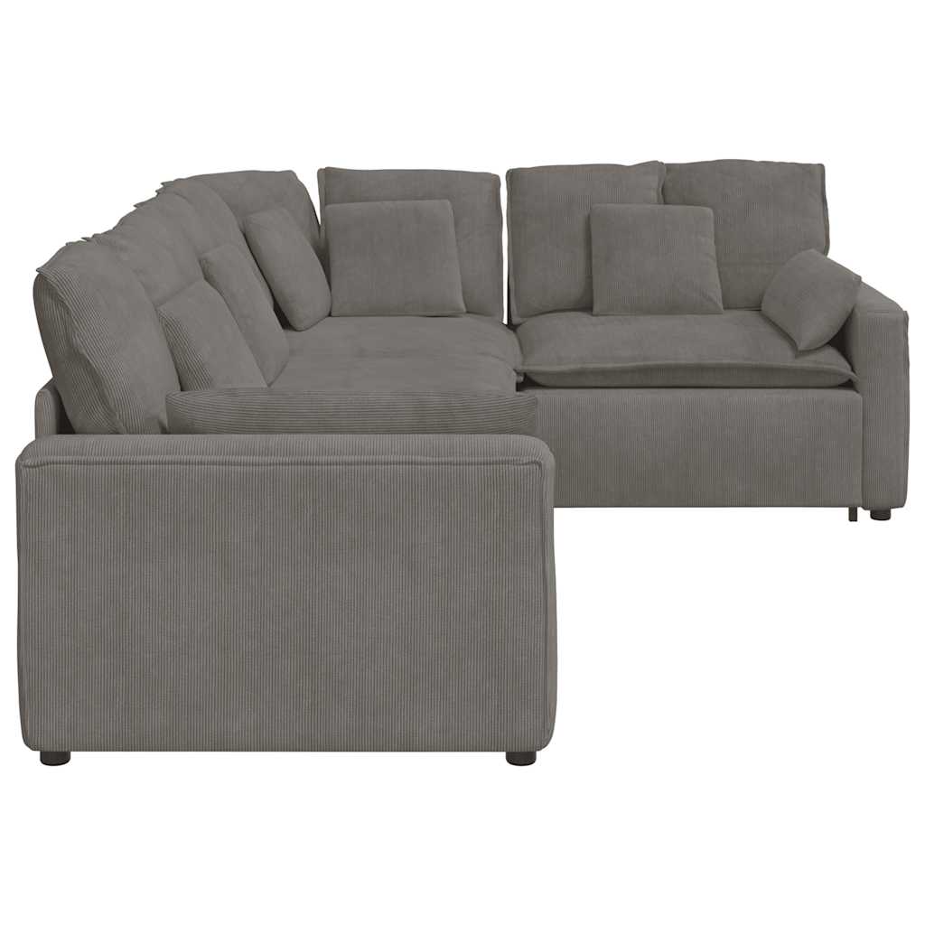vidaXL Sofa modułowa z poduszkami Tkanina sztruksowa Jasnoszara