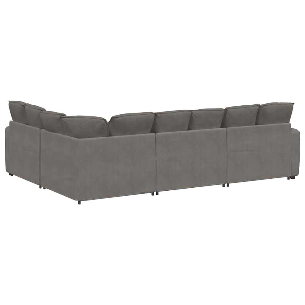 vidaXL Sofa modułowa z poduszkami Tkanina sztruksowa Jasnoszara