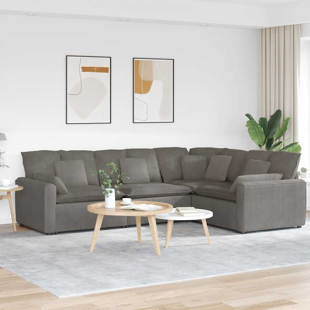 vidaXL Sofa modułowa z poduszkami Tkanina sztruksowa Jasnoszara