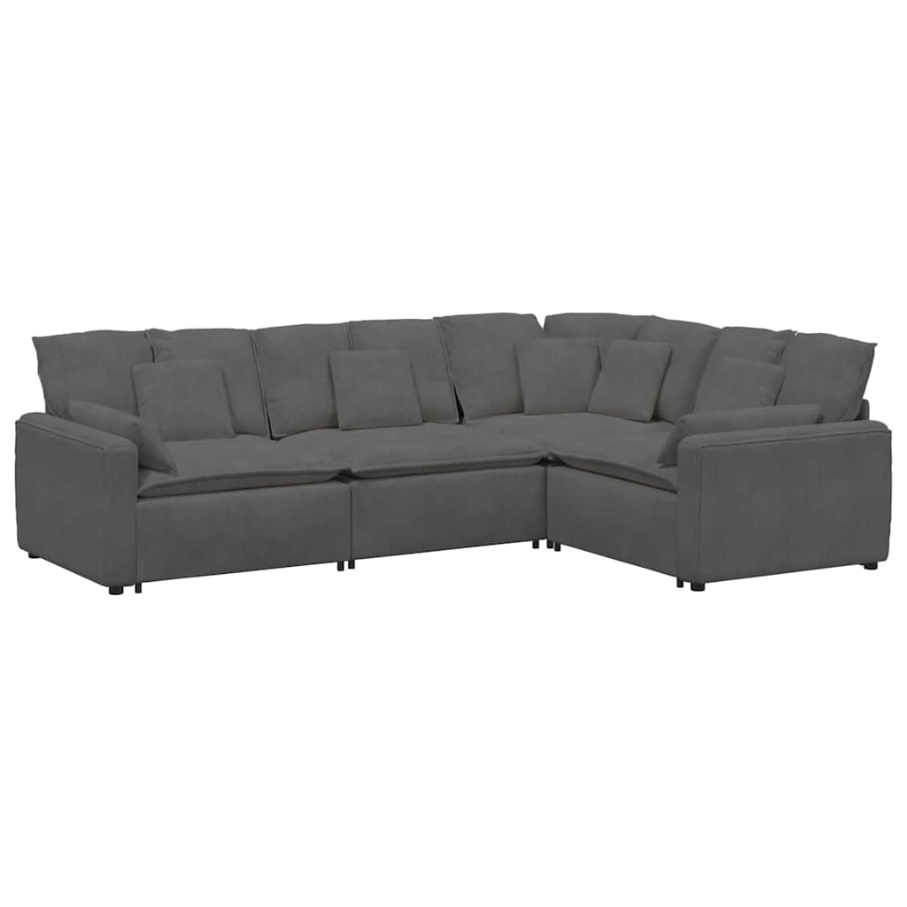 vidaXL Sofa modułowa z poduszkami Tkanina sztruksowa Ciemnoszara