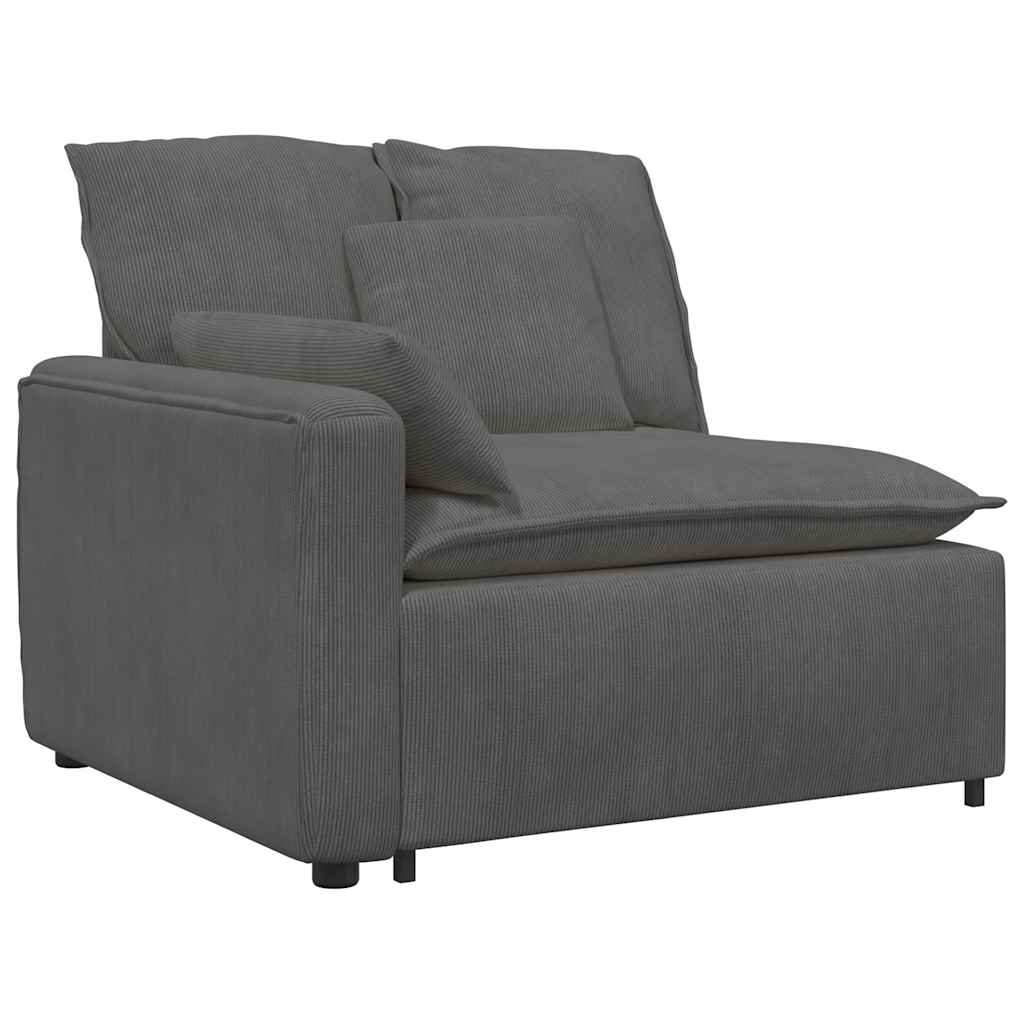 vidaXL Sofa modułowa z poduszkami Tkanina sztruksowa Ciemnoszara