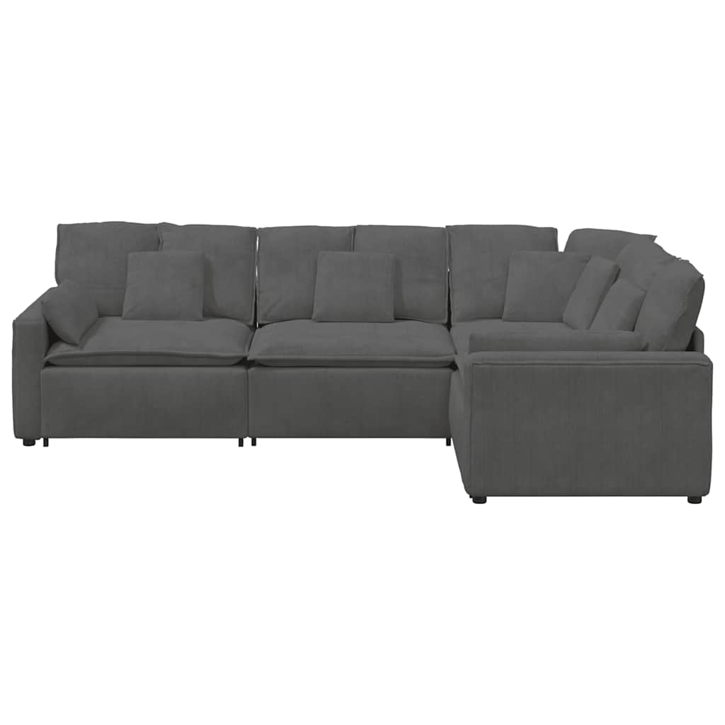 vidaXL Sofa modułowa z poduszkami Tkanina sztruksowa Ciemnoszara