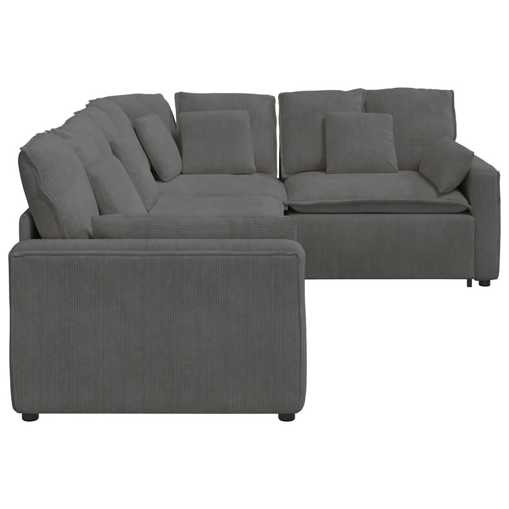 vidaXL Sofa modułowa z poduszkami Tkanina sztruksowa Ciemnoszara