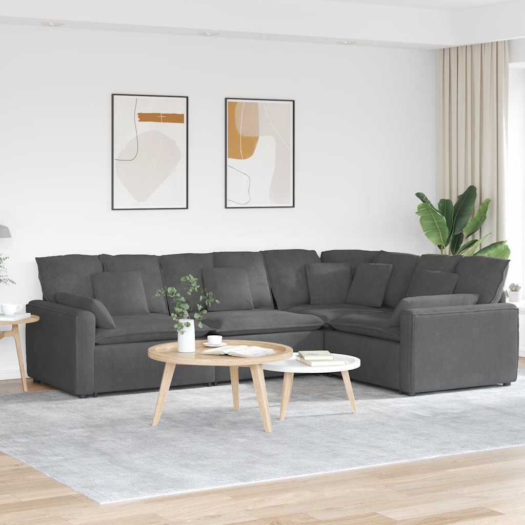 vidaXL Sofa modułowa z poduszkami Tkanina sztruksowa Ciemnoszara