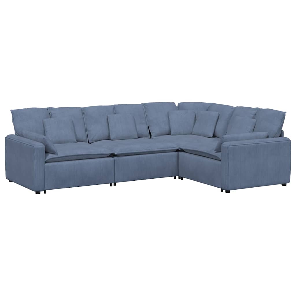 vidaXL Sofa modułowa z poduszkami Tkanina sztruksowa niebieska