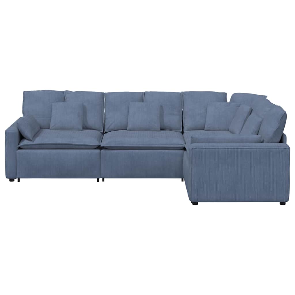 vidaXL Sofa modułowa z poduszkami Tkanina sztruksowa niebieska