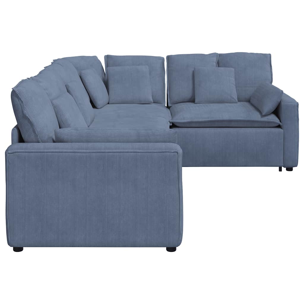 vidaXL Sofa modułowa z poduszkami Tkanina sztruksowa niebieska