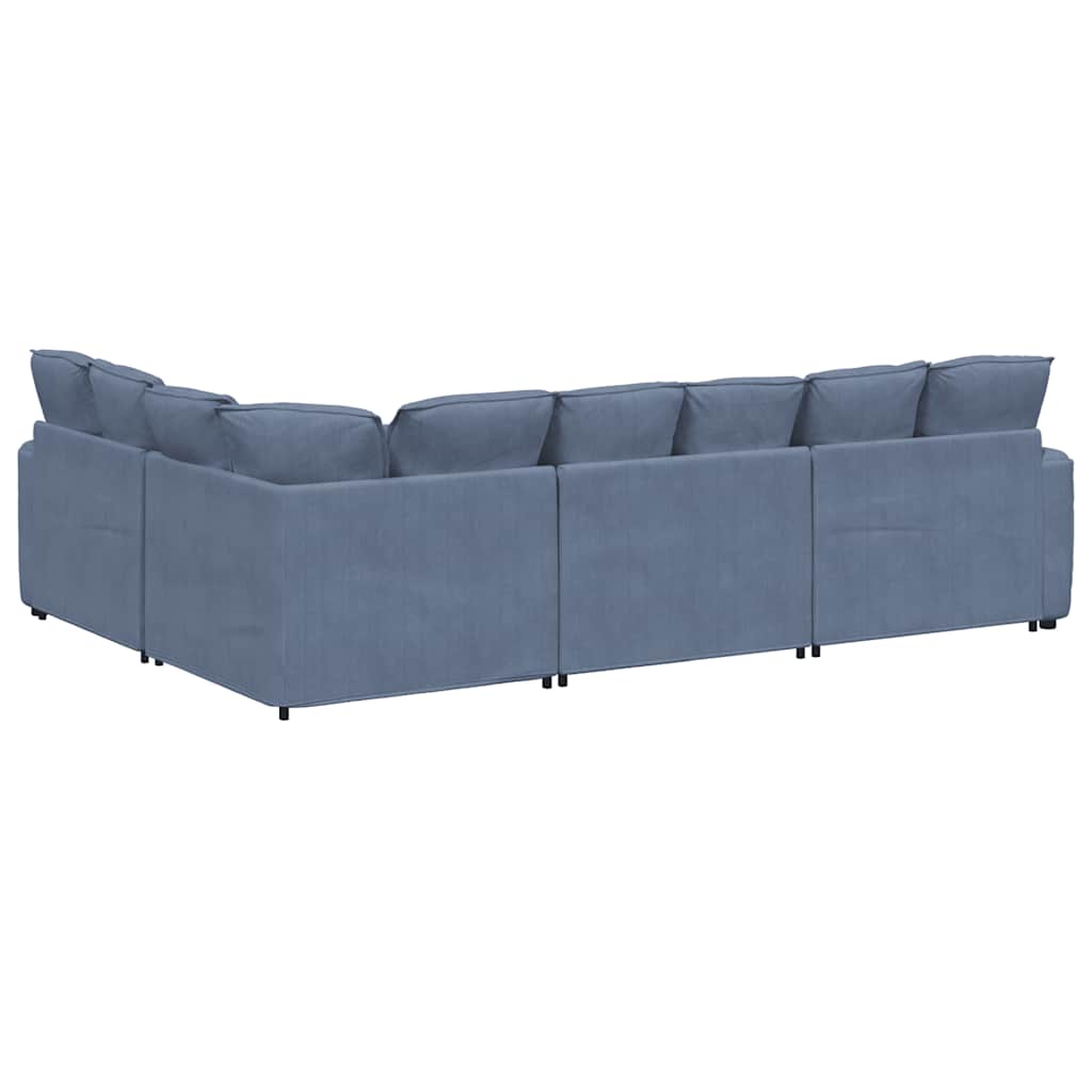 vidaXL Sofa modułowa z poduszkami Tkanina sztruksowa niebieska