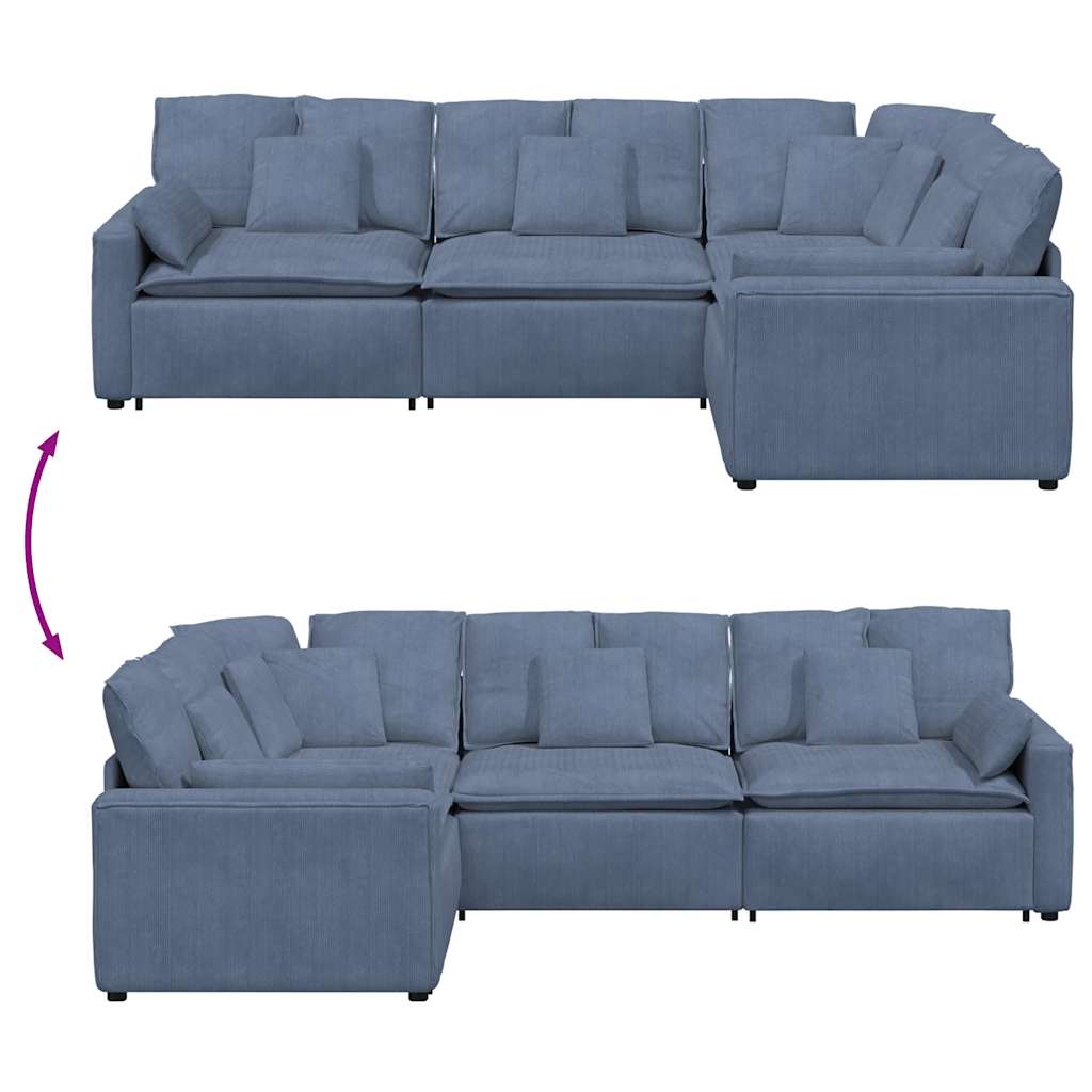 vidaXL Sofa modułowa z poduszkami Tkanina sztruksowa niebieska