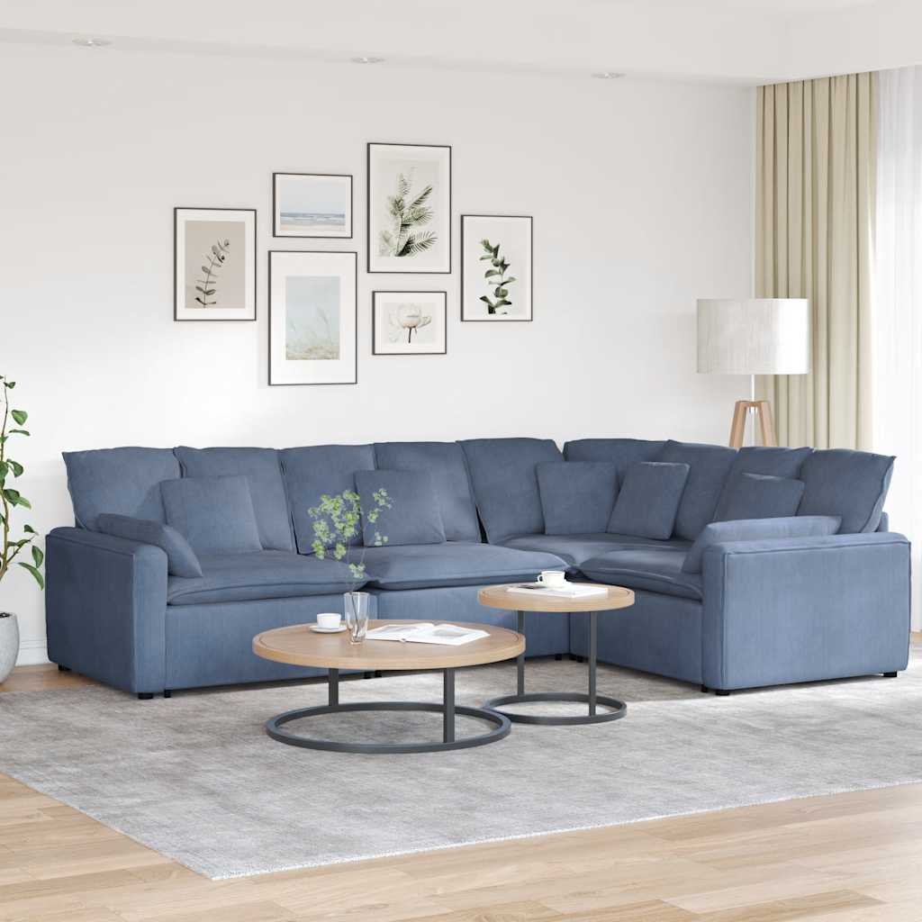 vidaXL Sofa modułowa z poduszkami Tkanina sztruksowa niebieska