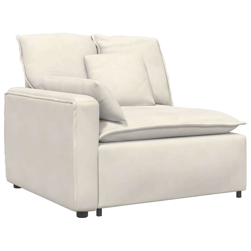vidaXL Sofa modułowa z podnóżkiem i poduszkami aksamitna kremowa