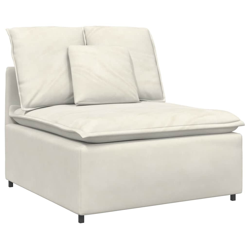 vidaXL Sofa modułowa z podnóżkiem i poduszkami aksamitna kremowa