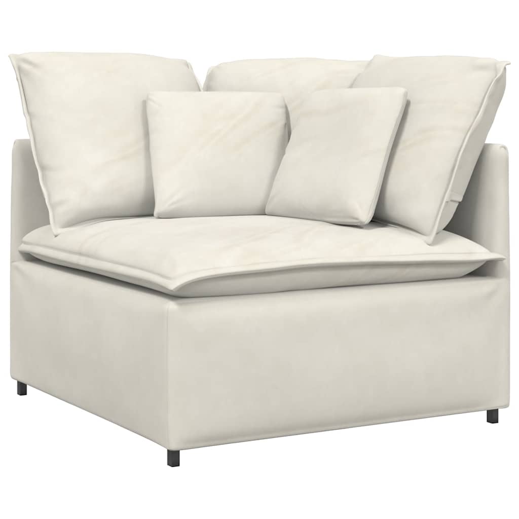 vidaXL Sofa modułowa z podnóżkiem i poduszkami aksamitna kremowa