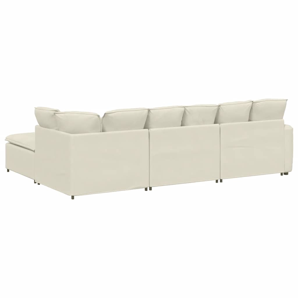 vidaXL Sofa modułowa z podnóżkiem i poduszkami aksamitna kremowa