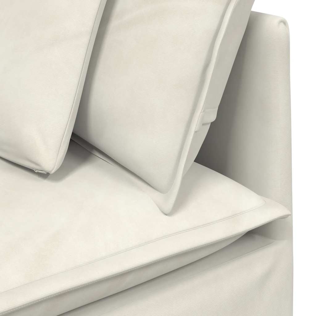 vidaXL Sofa modułowa z podnóżkiem i poduszkami aksamitna kremowa