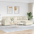 vidaXL Sofa modułowa z podnóżkiem i poduszkami aksamitna kremowa