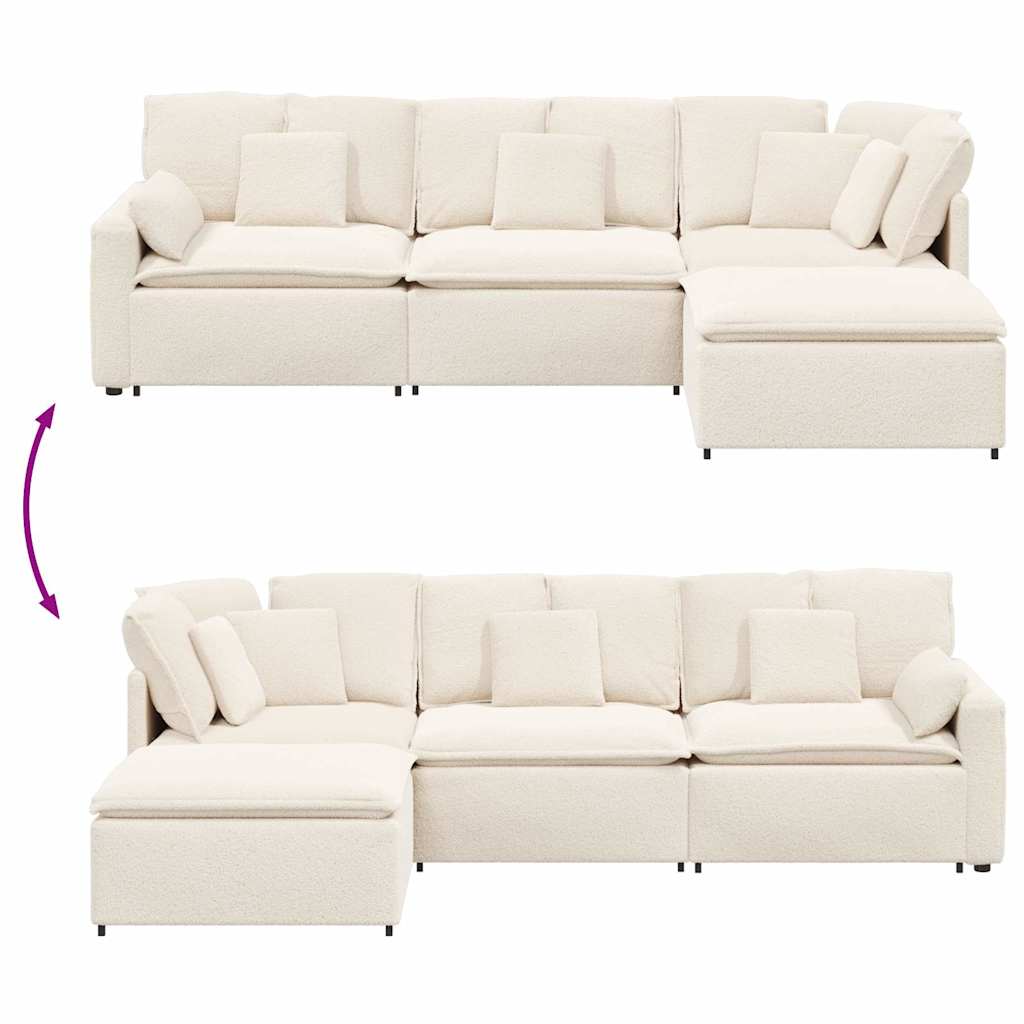 vidaXL Sofa modułowa z podnóżkiem i poduszkami Tkanina przypominająca
