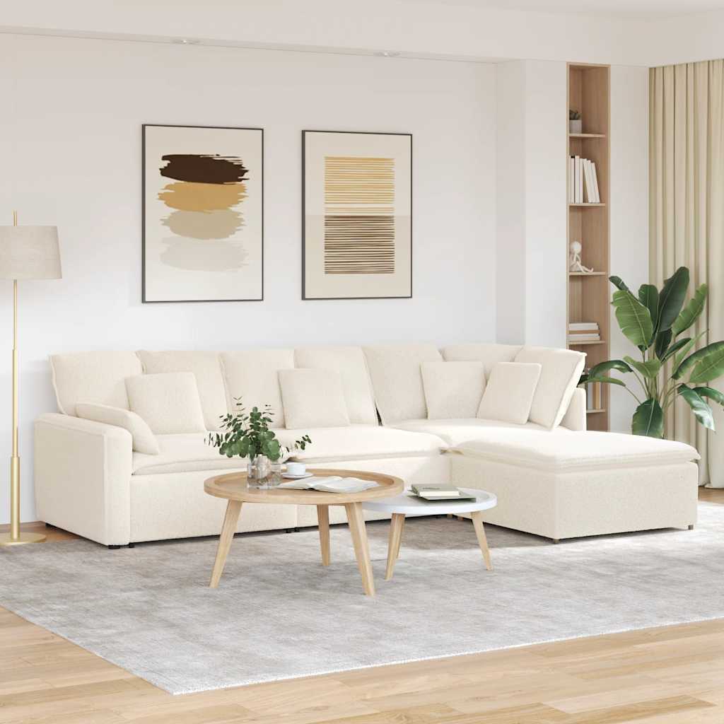 vidaXL Sofa modułowa z podnóżkiem i poduszkami Tkanina przypominająca