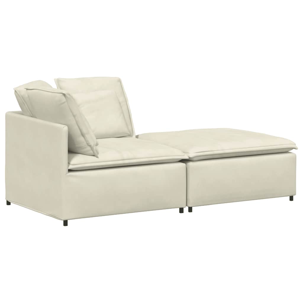 vidaXL Sofa modułowa z podnóżkiem i poduszkami aksamitna kremowa