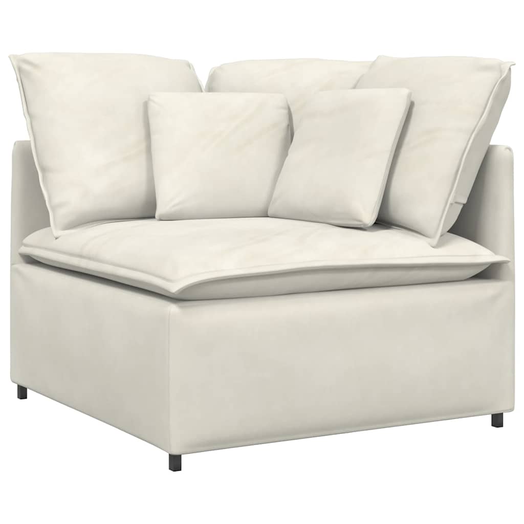 vidaXL Sofa modułowa z podnóżkiem i poduszkami aksamitna kremowa