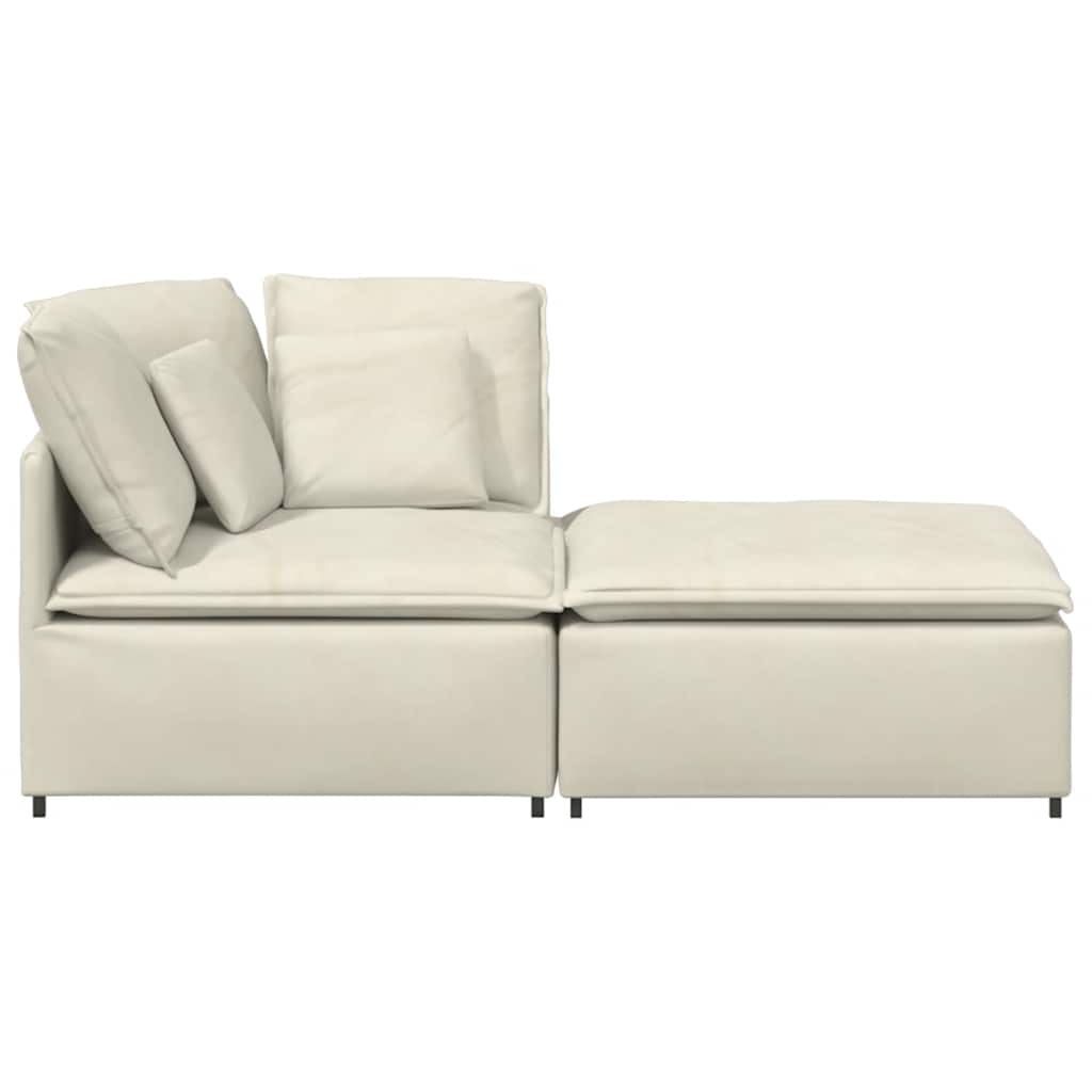vidaXL Sofa modułowa z podnóżkiem i poduszkami aksamitna kremowa