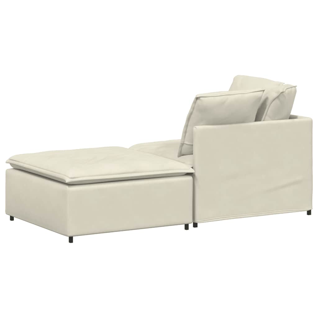vidaXL Sofa modułowa z podnóżkiem i poduszkami aksamitna kremowa