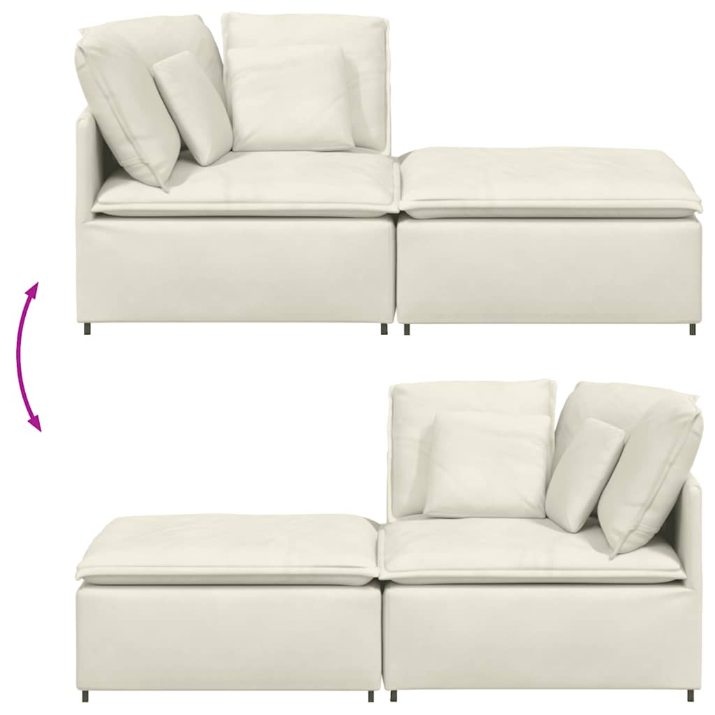 vidaXL Sofa modułowa z podnóżkiem i poduszkami aksamitna kremowa
