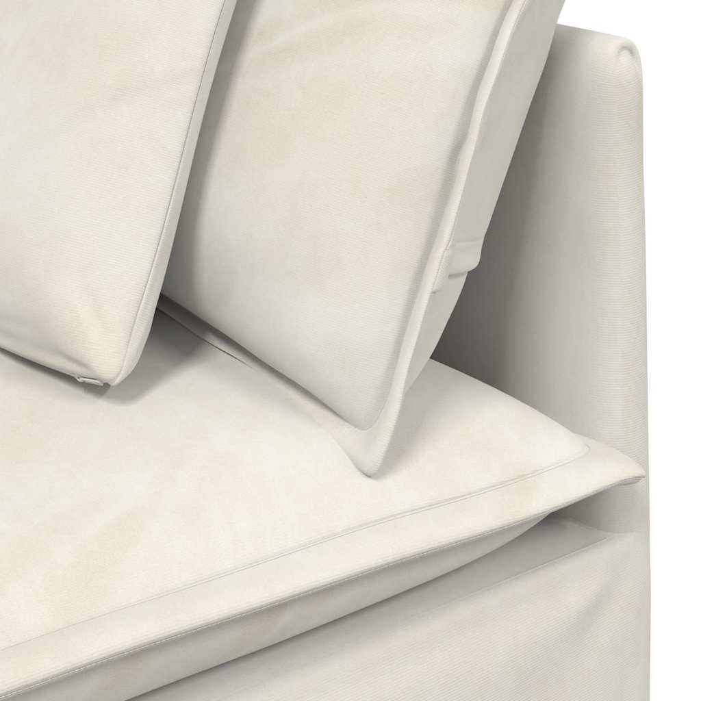 vidaXL Sofa modułowa z podnóżkiem i poduszkami aksamitna kremowa