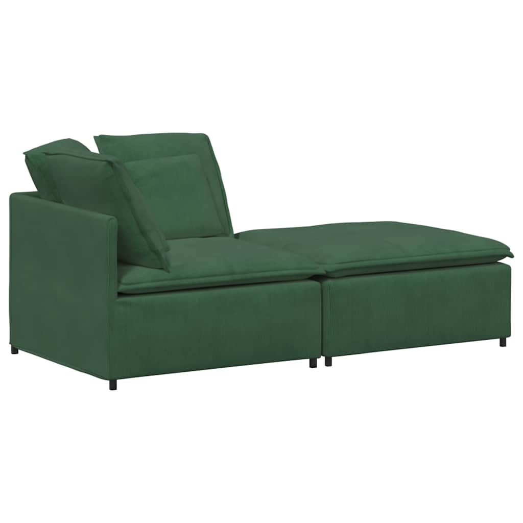 vidaXL Sofa modułowa z podnóżkiem i poduszkami Tkanina kordowa ciemnozielona