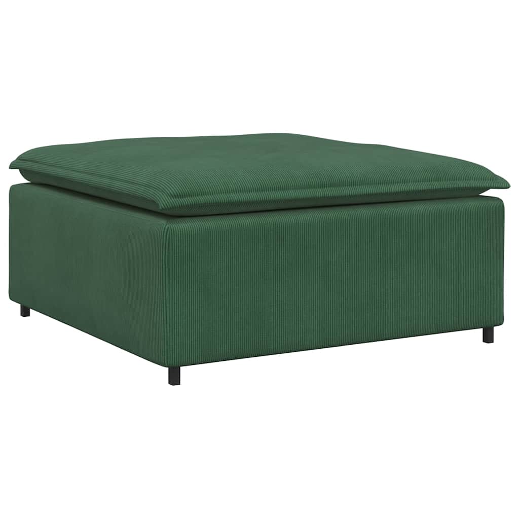 vidaXL Sofa modułowa z podnóżkiem i poduszkami Tkanina kordowa ciemnozielona