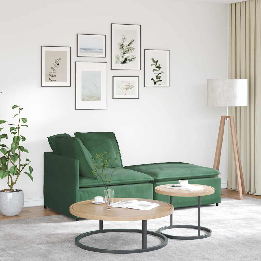 vidaXL Sofa modułowa z podnóżkiem i poduszkami Tkanina kordowa ciemnozielona