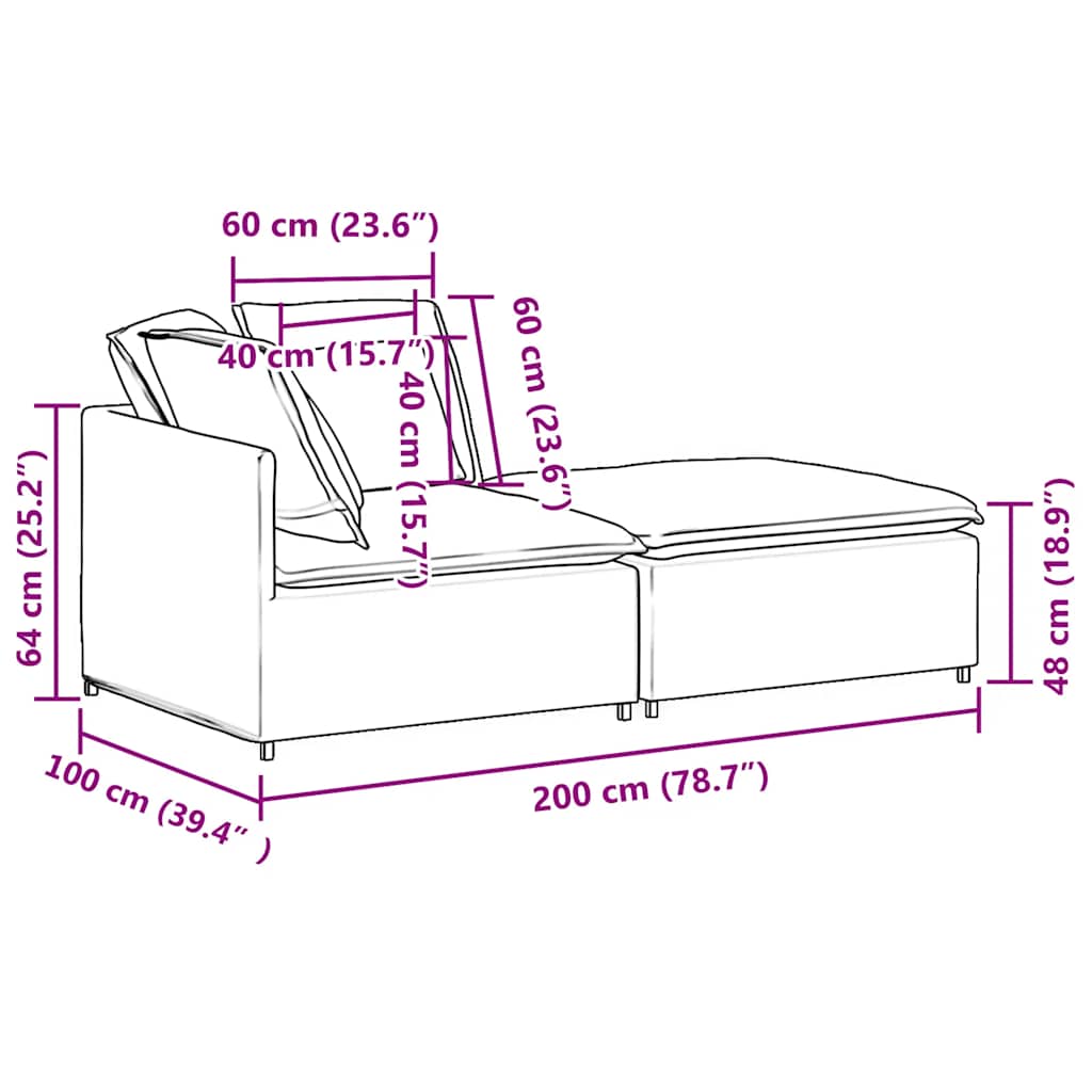 vidaXL Sofa modułowa z podnóżkiem i poduszkami Tkanina przypominająca