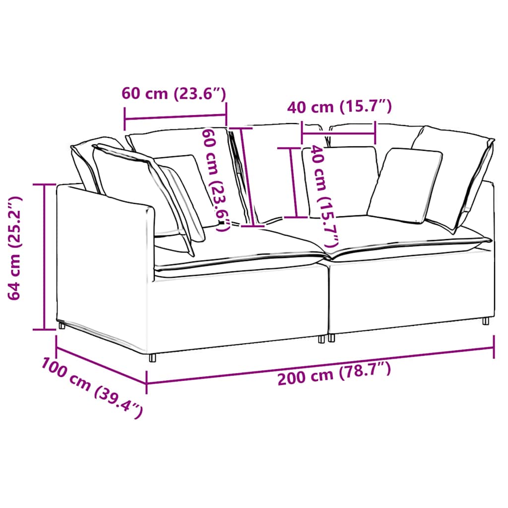vidaXL Sofa modułowa z poduszkami Tkanina jasnoszara