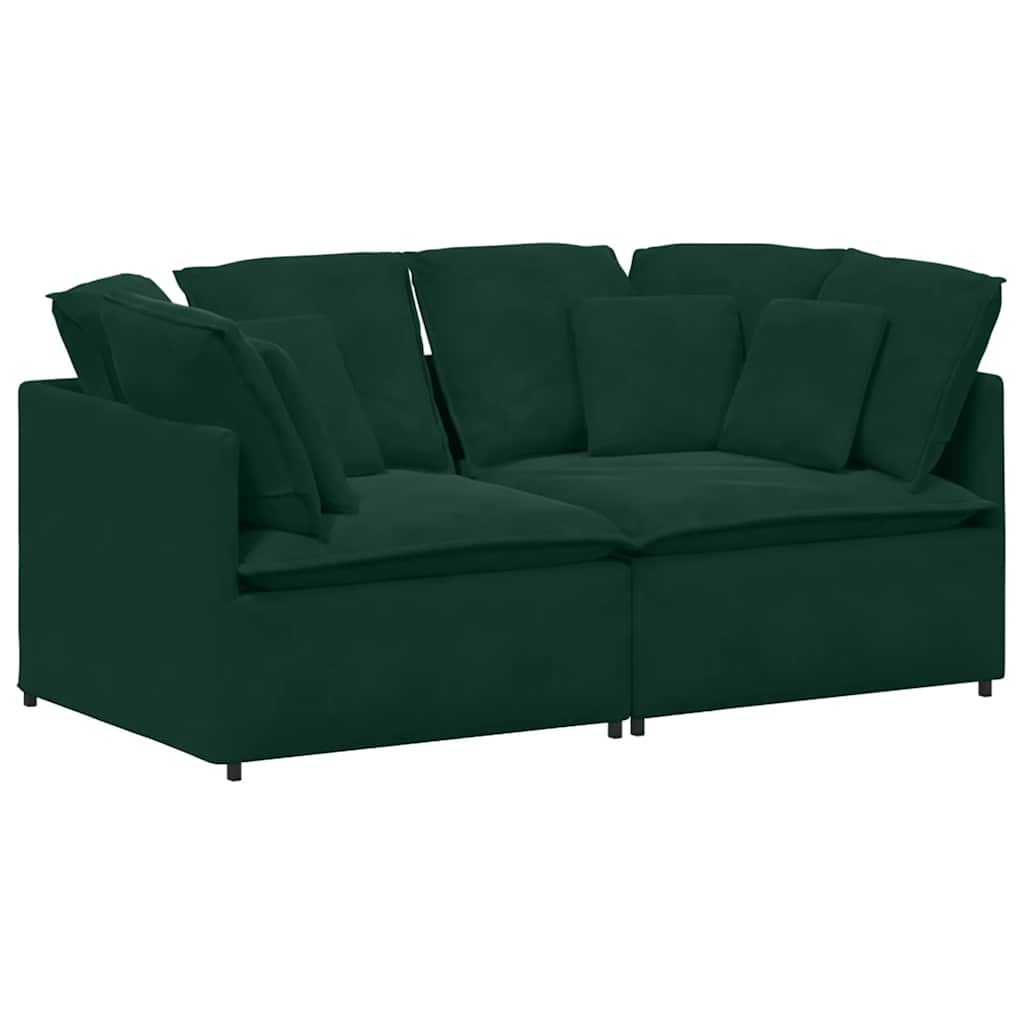 vidaXL Sofa modułowa z poduszkami aksamitna ciemnozielona