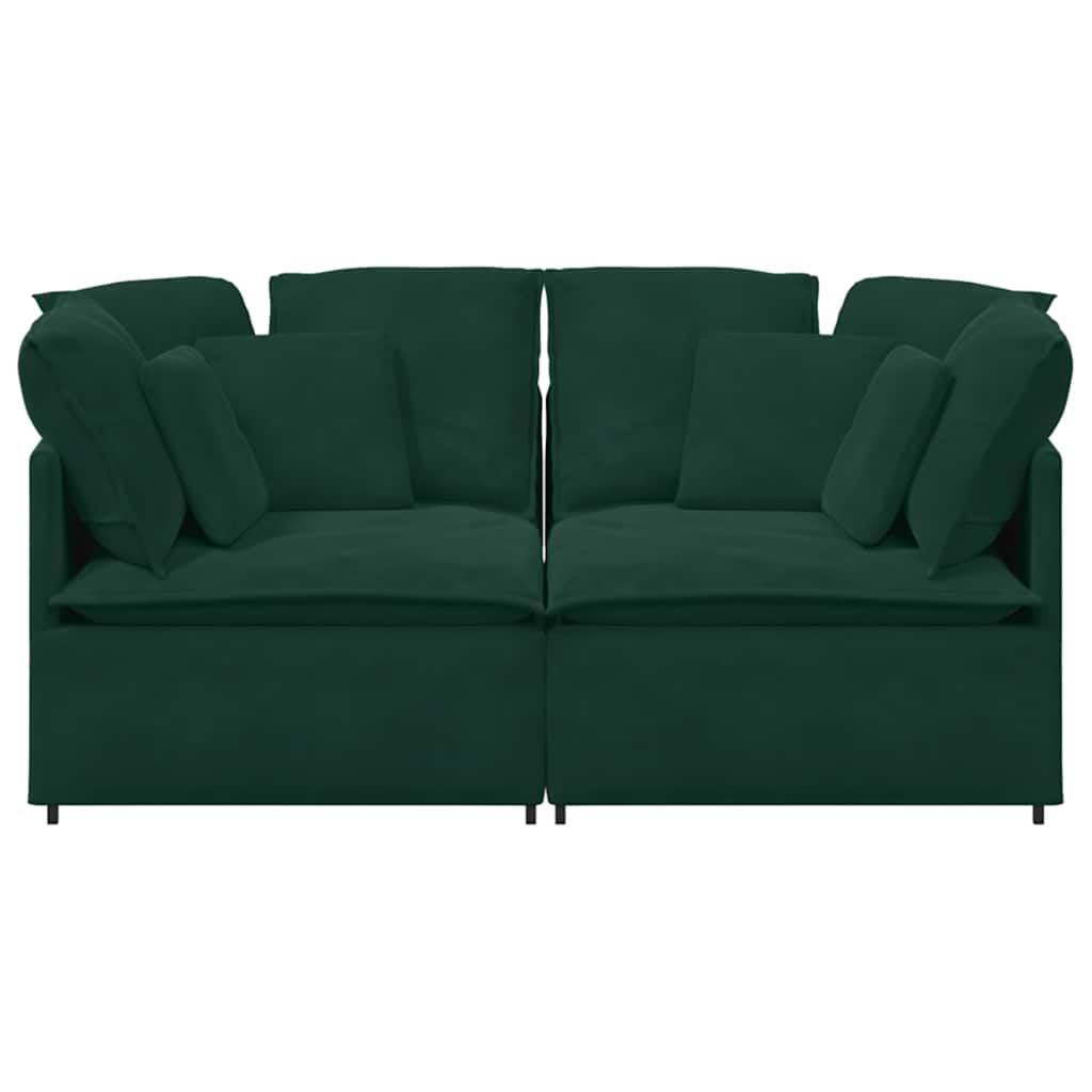 vidaXL Sofa modułowa z poduszkami aksamitna ciemnozielona