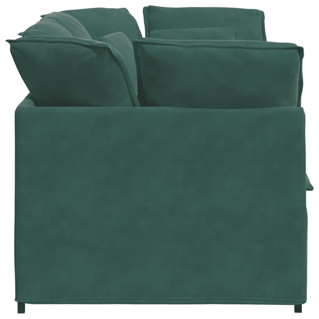 vidaXL Sofa modułowa z poduszkami aksamitna ciemnozielona