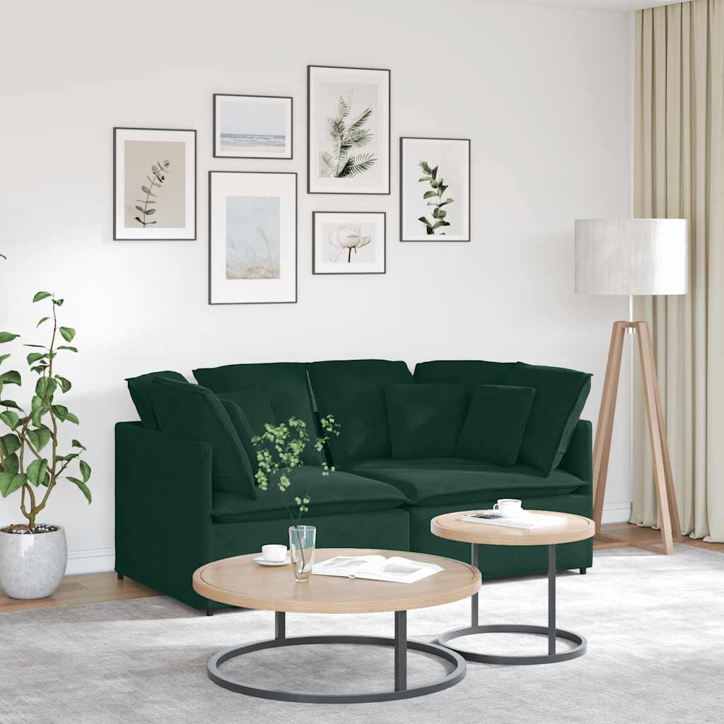 vidaXL Sofa modułowa z poduszkami aksamitna ciemnozielona