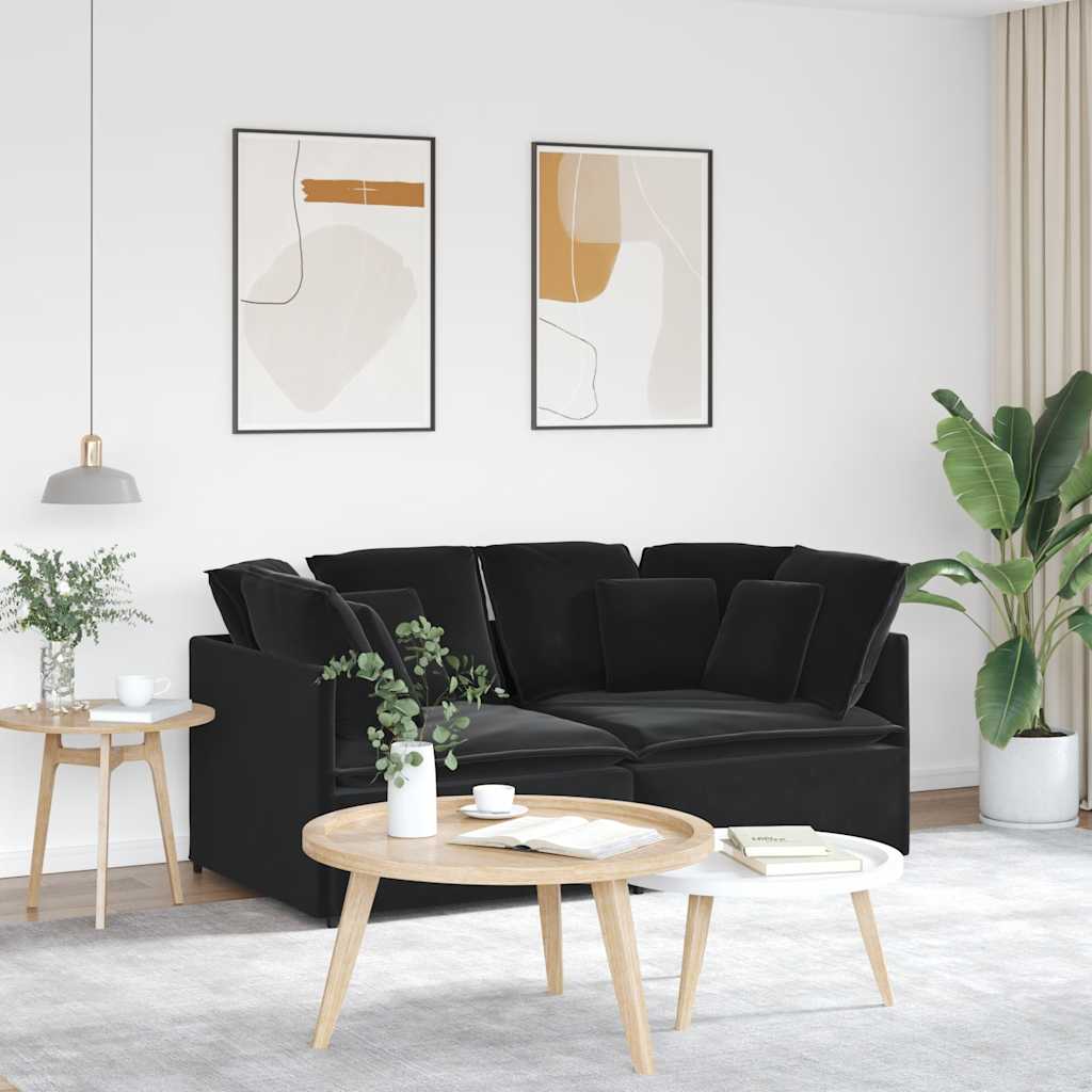 vidaXL Sofa modułowa z poduszkami aksamitna czerń