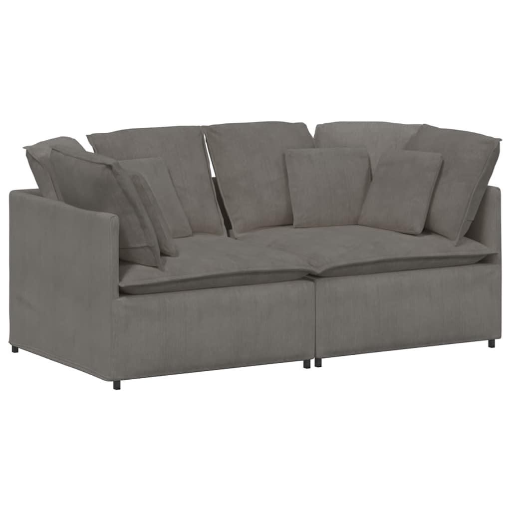 vidaXL Sofa modułowa z poduszkami Tkanina sztruksowa Jasnoszara