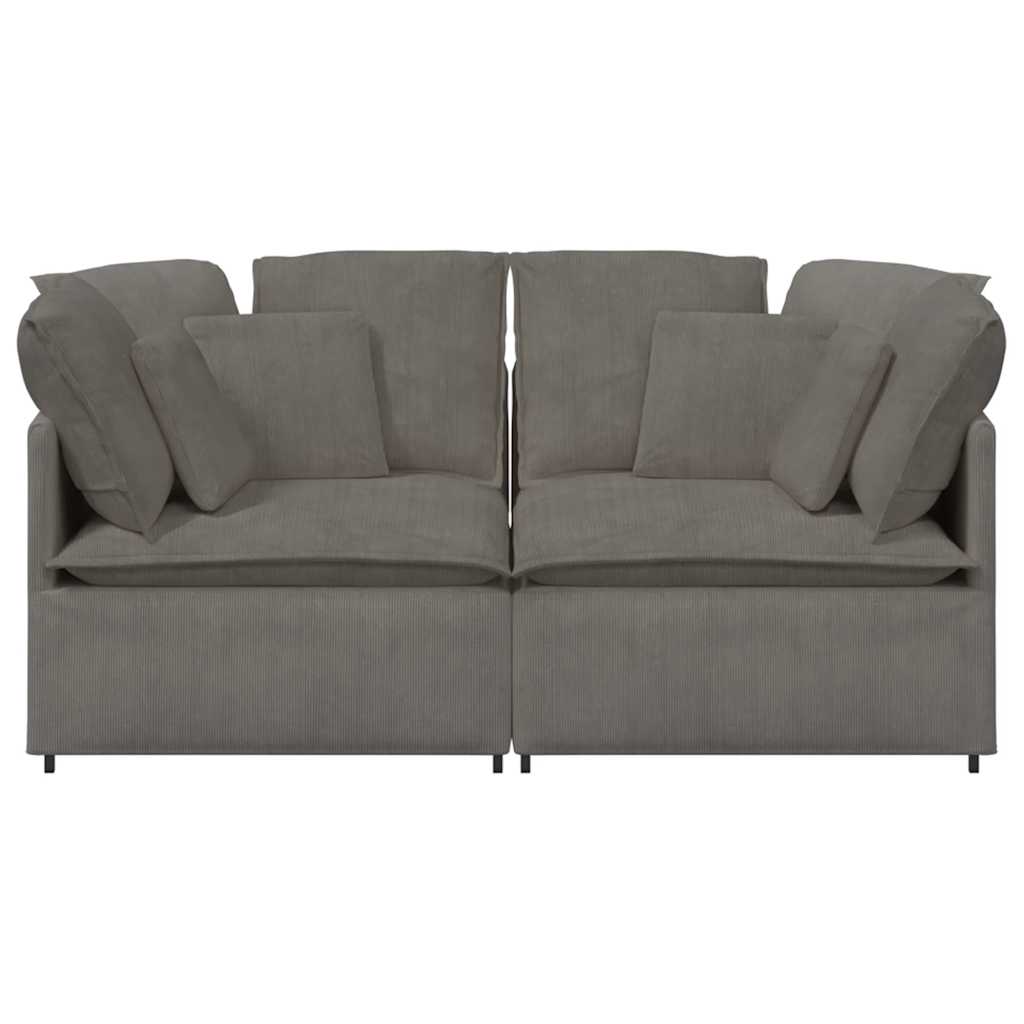 vidaXL Sofa modułowa z poduszkami Tkanina sztruksowa Jasnoszara